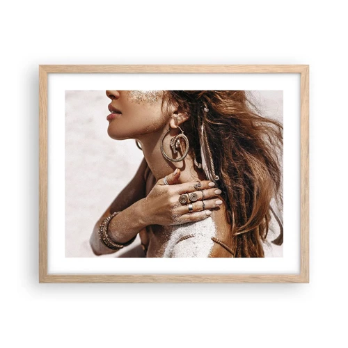 Poster in light oak frame - Queen of a Wild Beach - 50x40 cm