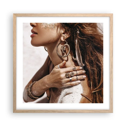 Poster in light oak frame - Queen of a Wild Beach - 50x50 cm