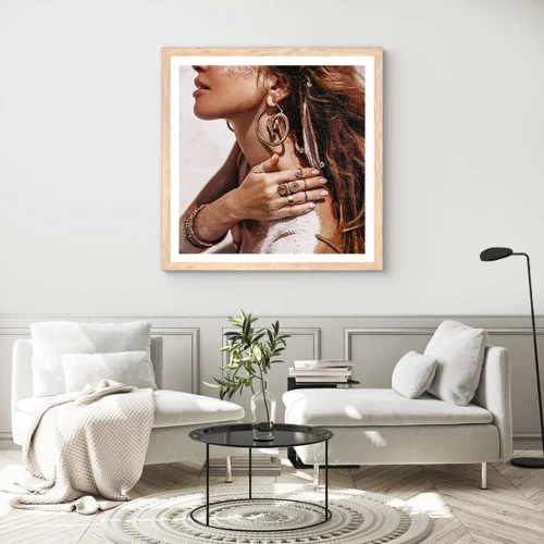 Poster in light oak frame - Queen of a Wild Beach - 50x50 cm