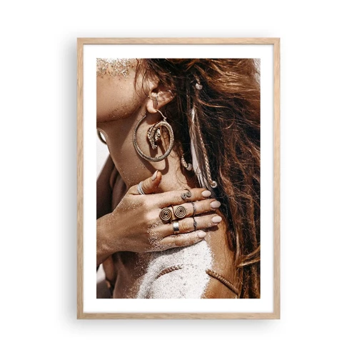 Poster in light oak frame - Queen of a Wild Beach - 50x70 cm