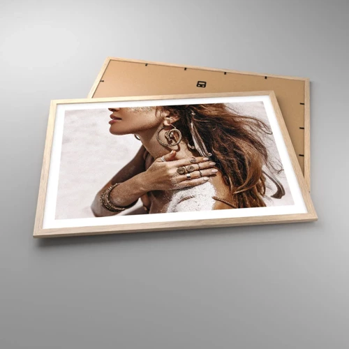 Poster in light oak frame - Queen of a Wild Beach - 70x50 cm