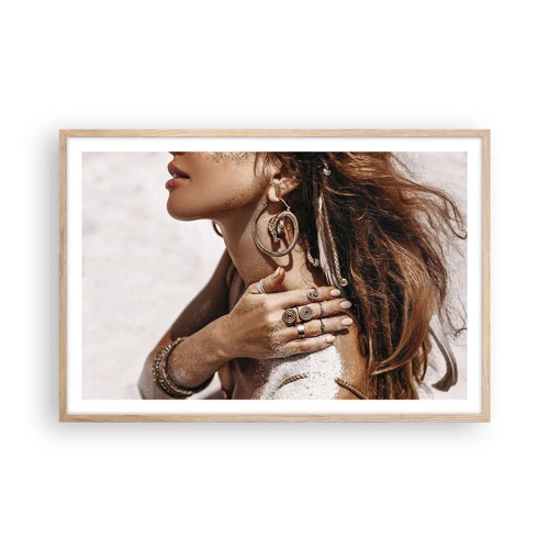 Poster in light oak frame - Queen of a Wild Beach - 91x61 cm