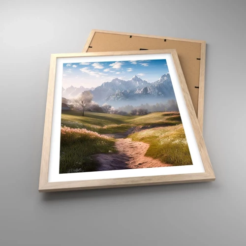 Poster in light oak frame - Quiet Valley - 40x50 cm