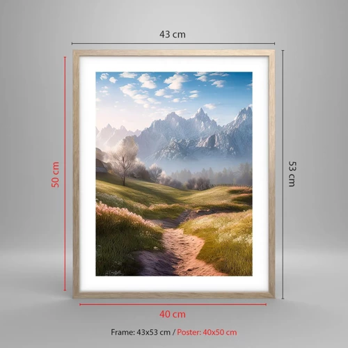 Poster in light oak frame - Quiet Valley - 40x50 cm