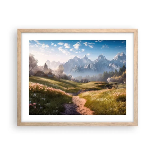 Poster in light oak frame - Quiet Valley - 50x40 cm