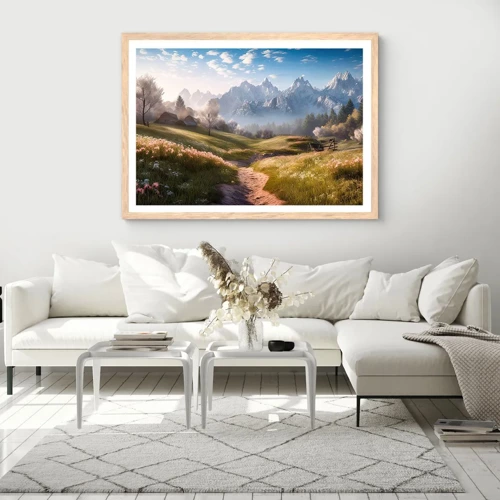 Poster in light oak frame - Quiet Valley - 50x40 cm