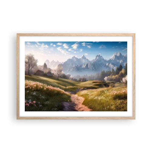 Poster in light oak frame - Quiet Valley - 70x50 cm