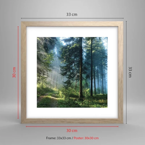 Poster in light oak frame - Radiant at Dawn - 30x30 cm