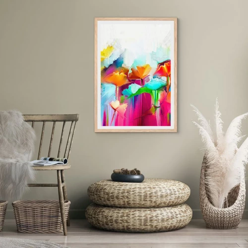 Poster in light oak frame - Rainbow Has Bloomed - 30x40 cm