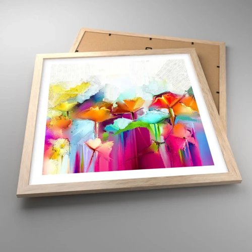 Poster in light oak frame - Rainbow Has Bloomed - 40x40 cm