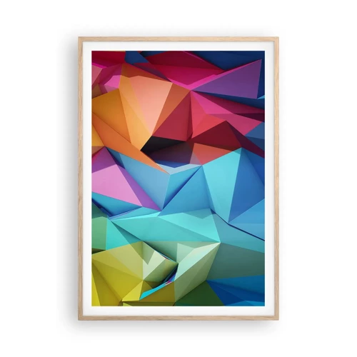 Poster in light oak frame - Rainbow Origami - 70x100 cm