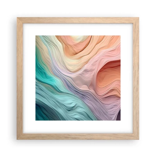 Poster in light oak frame - Rainbow Wave - 30x30 cm