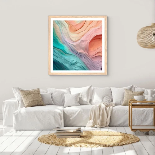 Poster in light oak frame - Rainbow Wave - 30x30 cm