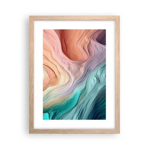 Poster in light oak frame - Rainbow Wave - 30x40 cm