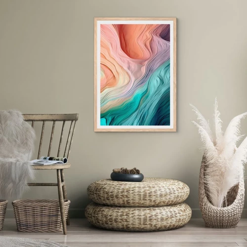 Poster in light oak frame - Rainbow Wave - 30x40 cm