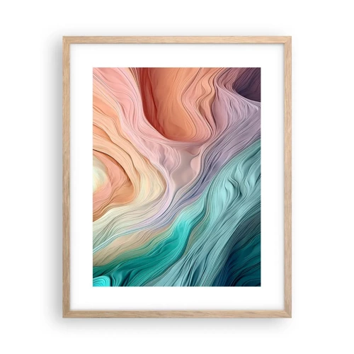 Poster in light oak frame - Rainbow Wave - 40x50 cm