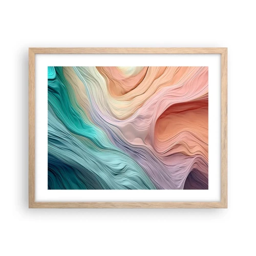 Poster in light oak frame - Rainbow Wave - 50x40 cm