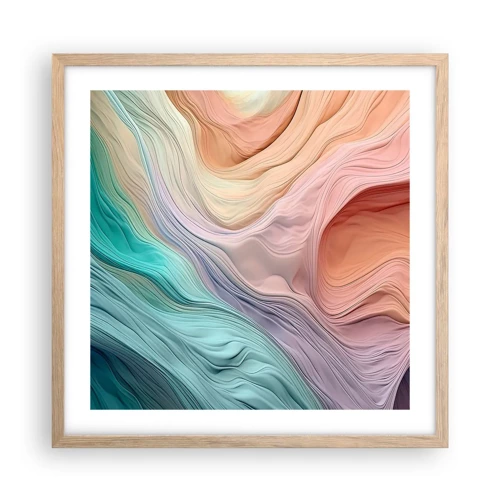 Poster in light oak frame - Rainbow Wave - 50x50 cm