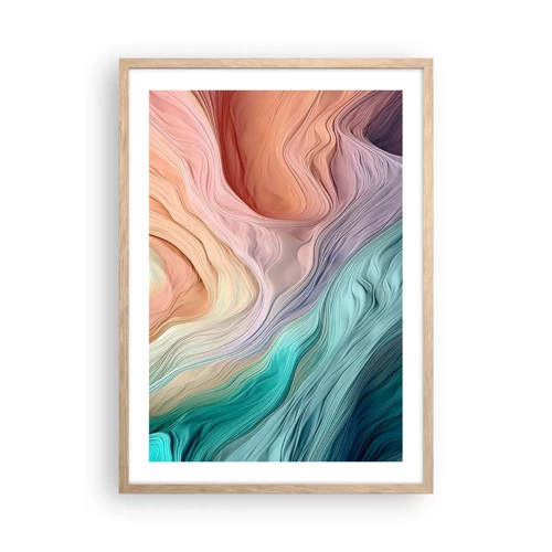 Poster in light oak frame - Rainbow Wave - 50x70 cm