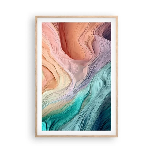 Poster in light oak frame - Rainbow Wave - 61x91 cm