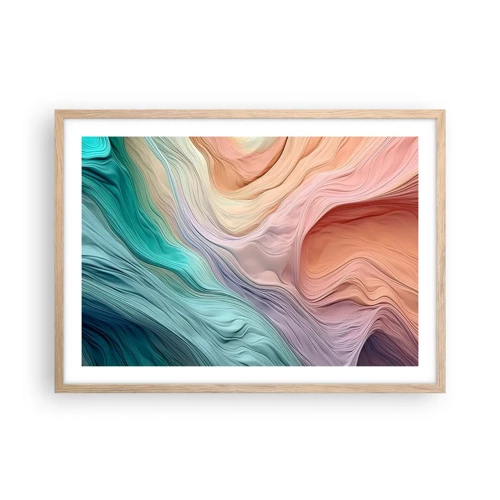 Poster in light oak frame - Rainbow Wave - 70x50 cm