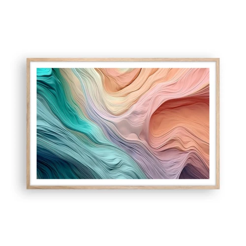 Poster in light oak frame - Rainbow Wave - 91x61 cm