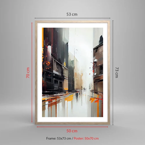Poster in light oak frame - Rainy Day - 50x70 cm