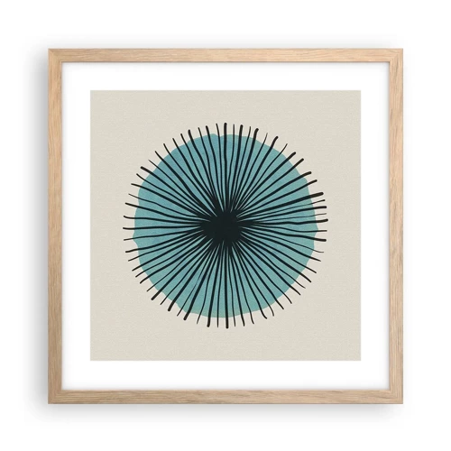 Poster in light oak frame - Rays on Blue - 40x40 cm