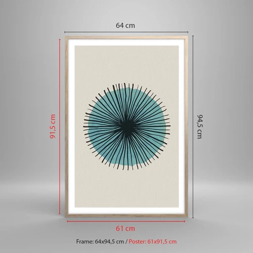 Poster in light oak frame - Rays on Blue - 61x91 cm