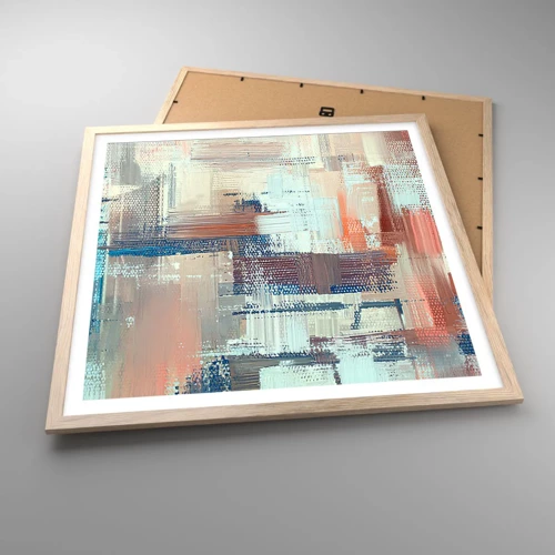 Poster in light oak frame - Reaching Light - 60x60 cm