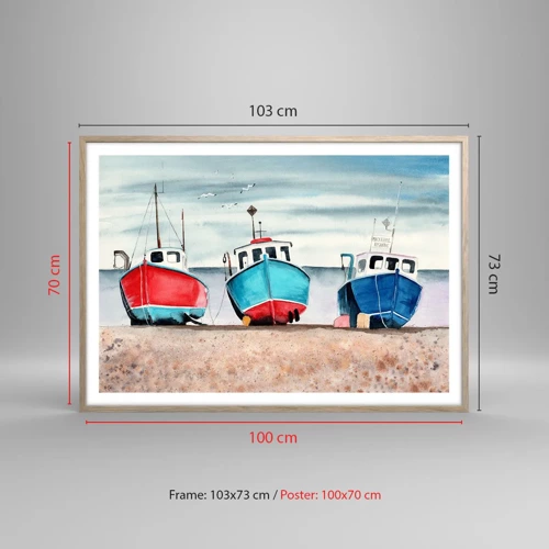 Poster in light oak frame - Ready for Fishing - 100x70 cm