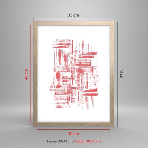Poster in light oak frame - Red City - 30x40 cm