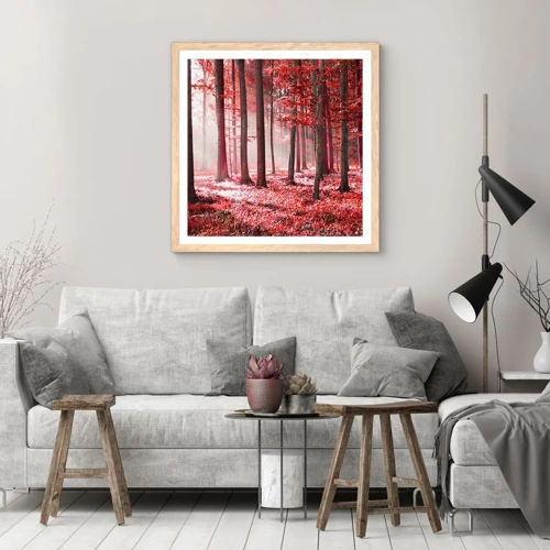 Poster in light oak frame - Red Equally Beautiful - 30x30 cm