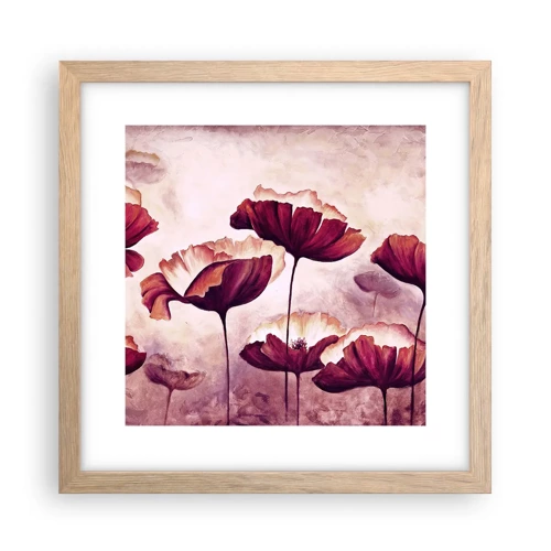 Poster in light oak frame - Red and White Flake - 30x30 cm