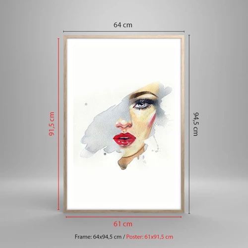 Poster in light oak frame - Reflection in a Waterdrop - 61x91 cm