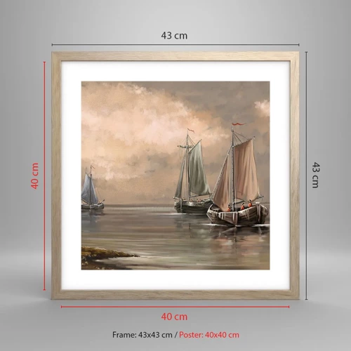 Poster in light oak frame - Return of Sailors - 40x40 cm