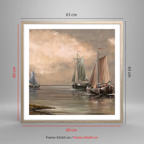 Poster in light oak frame - Return of Sailors - 60x60 cm