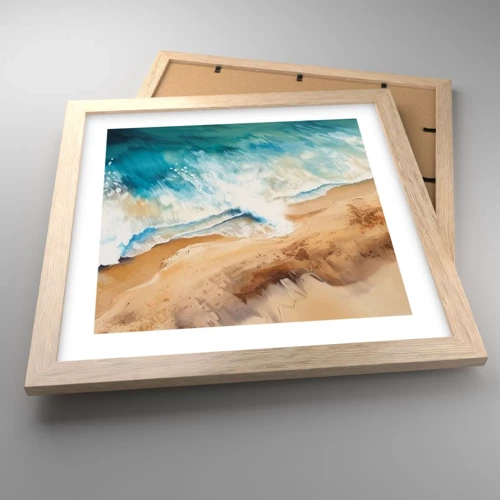 Poster in light oak frame - Returning Wave - 30x30 cm