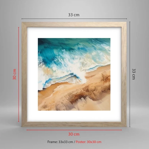 Poster in light oak frame - Returning Wave - 30x30 cm