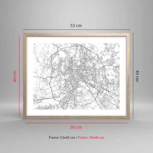 Poster in light oak frame - Roman Circle - 50x40 cm