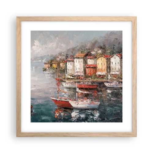 Poster in light oak frame - Romantic Marina - 40x40 cm