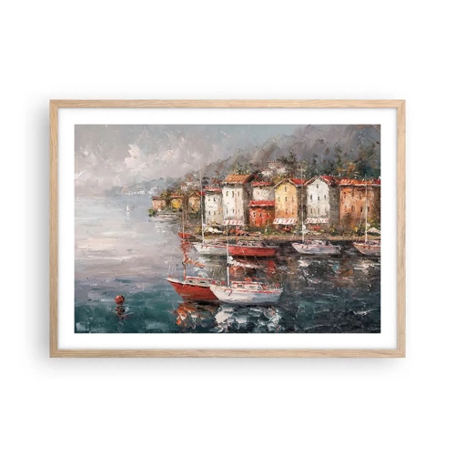 Poster in light oak frame - Romantic Marina - 70x50 cm