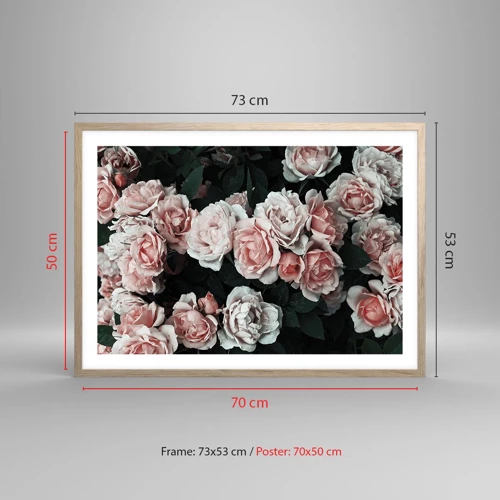 Poster in light oak frame - Rose Ensemble - 70x50 cm