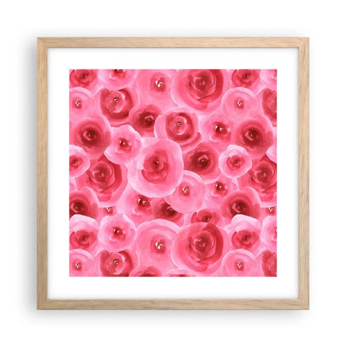 Poster in light oak frame - Roses at the Bottom and at the Top - 40x40 cm