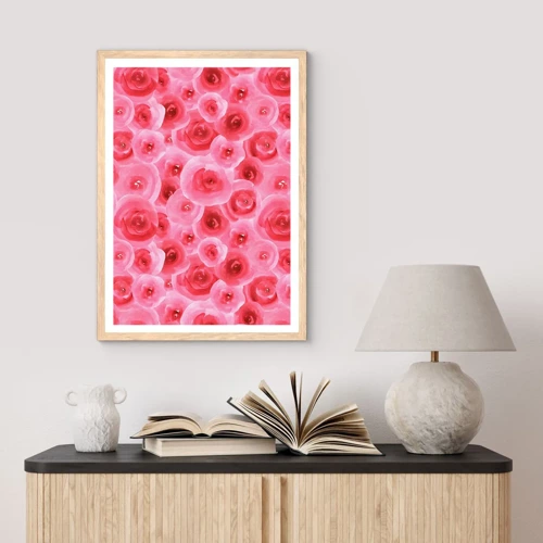 Poster in light oak frame - Roses at the Bottom and at the Top - 50x70 cm