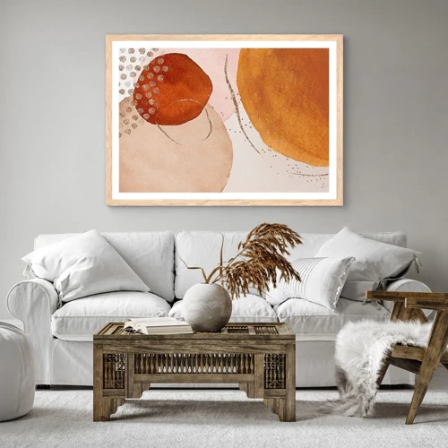 Poster in light oak frame - Roundness and Movement - 100x70 cm