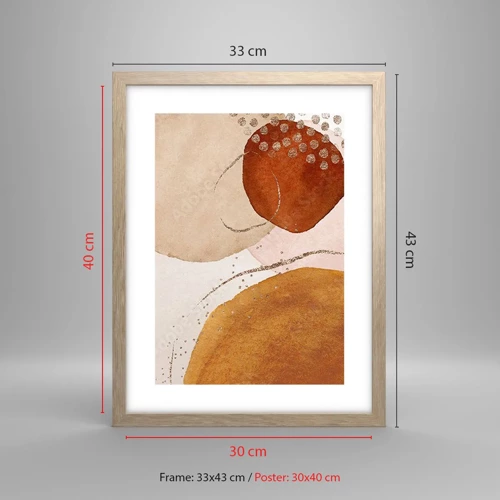 Poster in light oak frame - Roundness and Movement - 30x40 cm