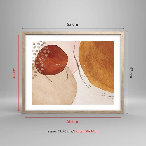 Poster in light oak frame - Roundness and Movement - 50x40 cm