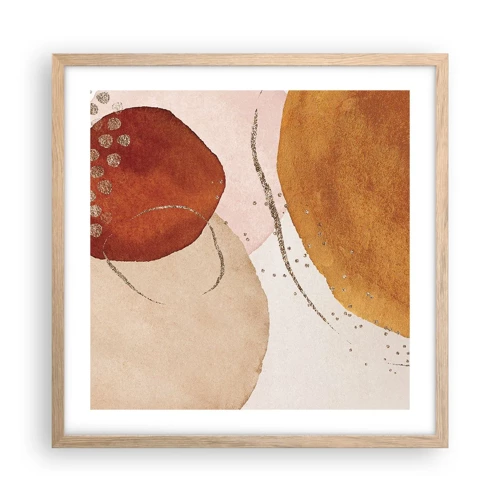 Poster in light oak frame - Roundness and Movement - 50x50 cm