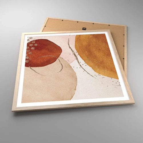 Poster in light oak frame - Roundness and Movement - 60x60 cm